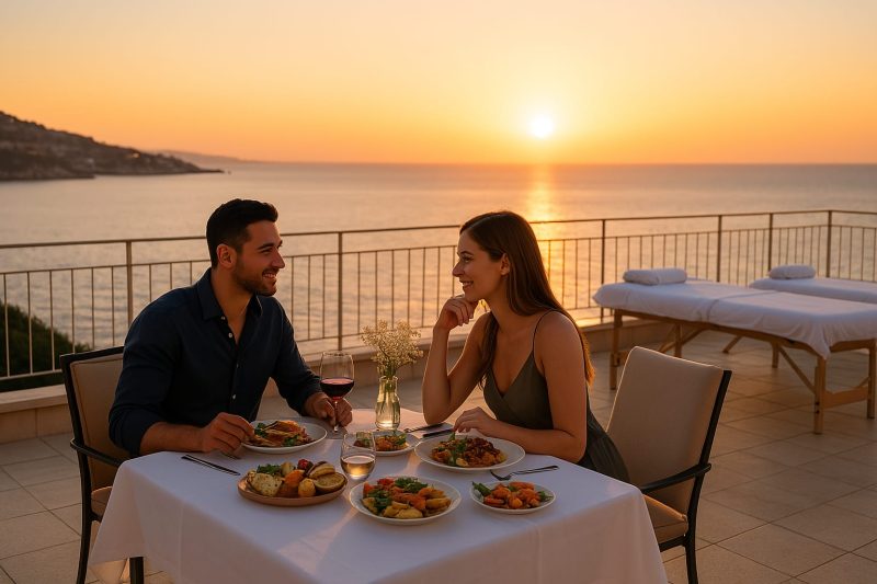 חבילת עיסוי זוגי וארוחת שף איטלקית פרטית בשקיעה מול הים – חוויה בלתי נשכחת של Le Momento